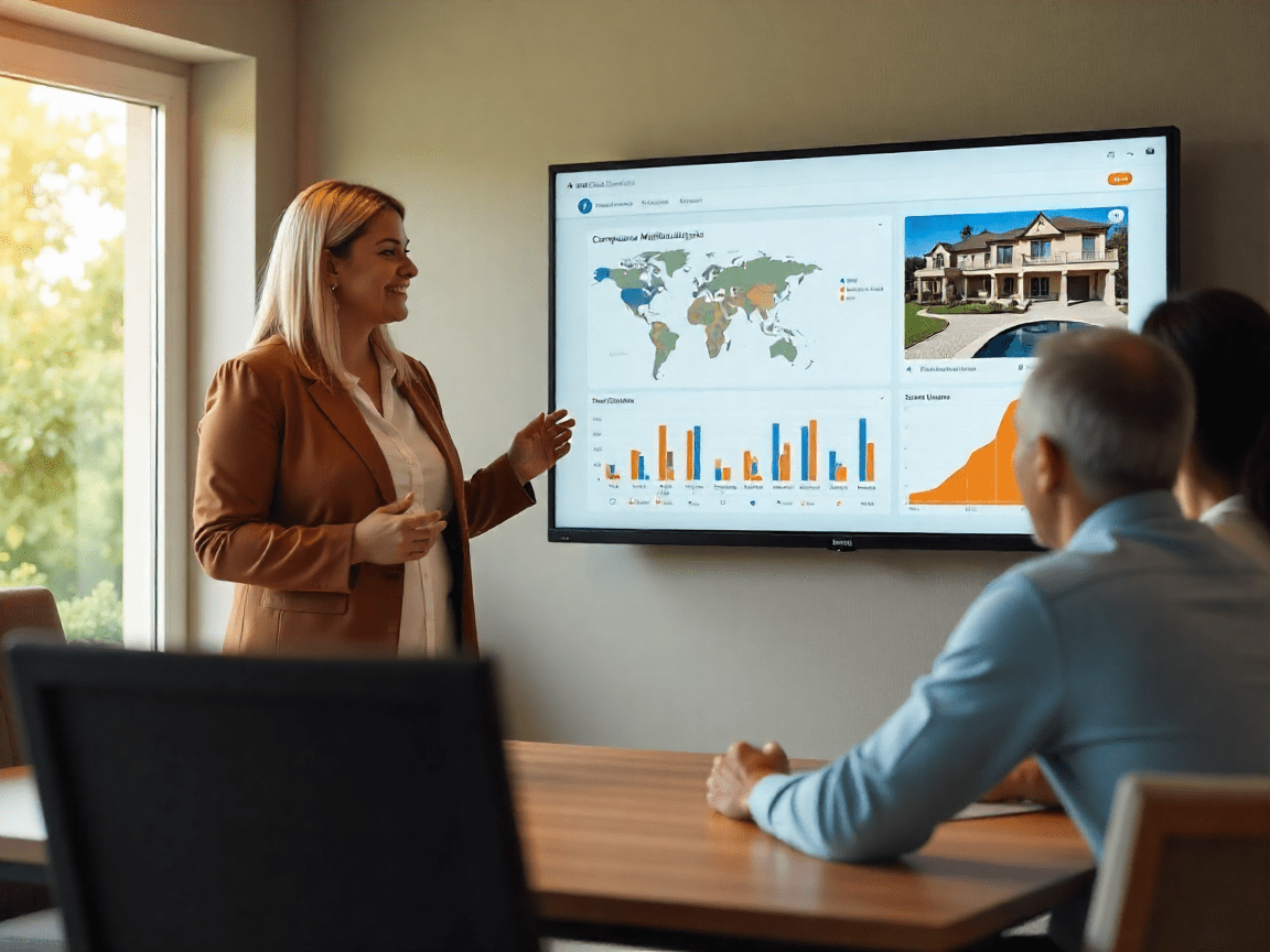 Latina real estate agent showing Comparative Market Analysis