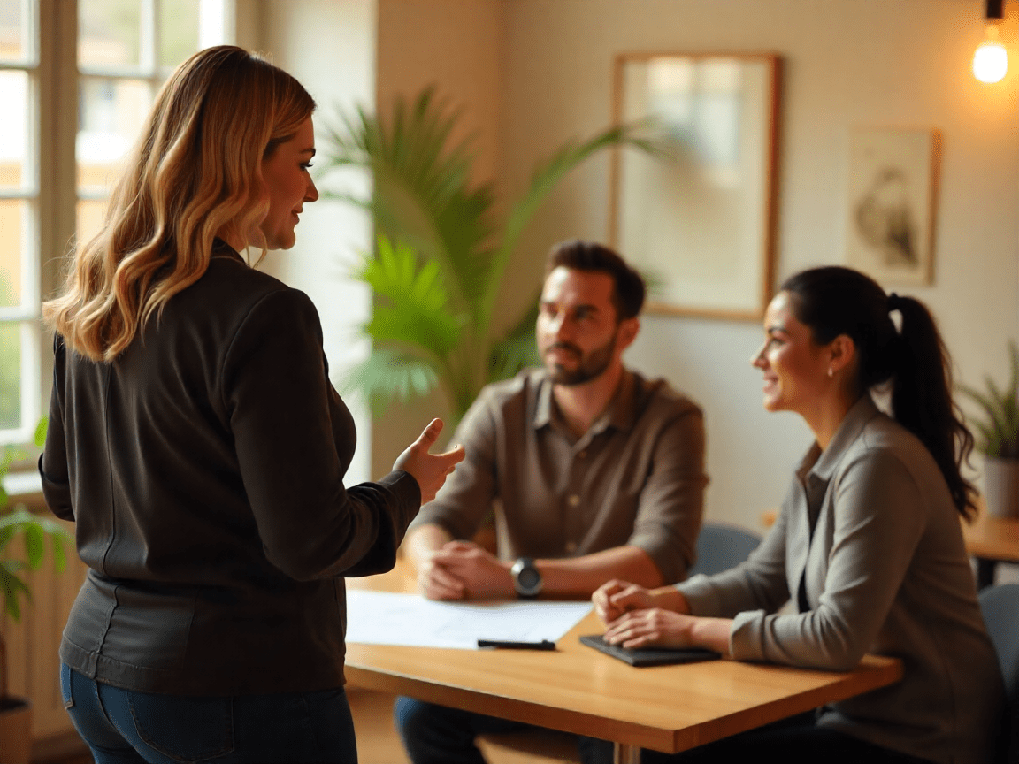 Real estate agent with Latino couple