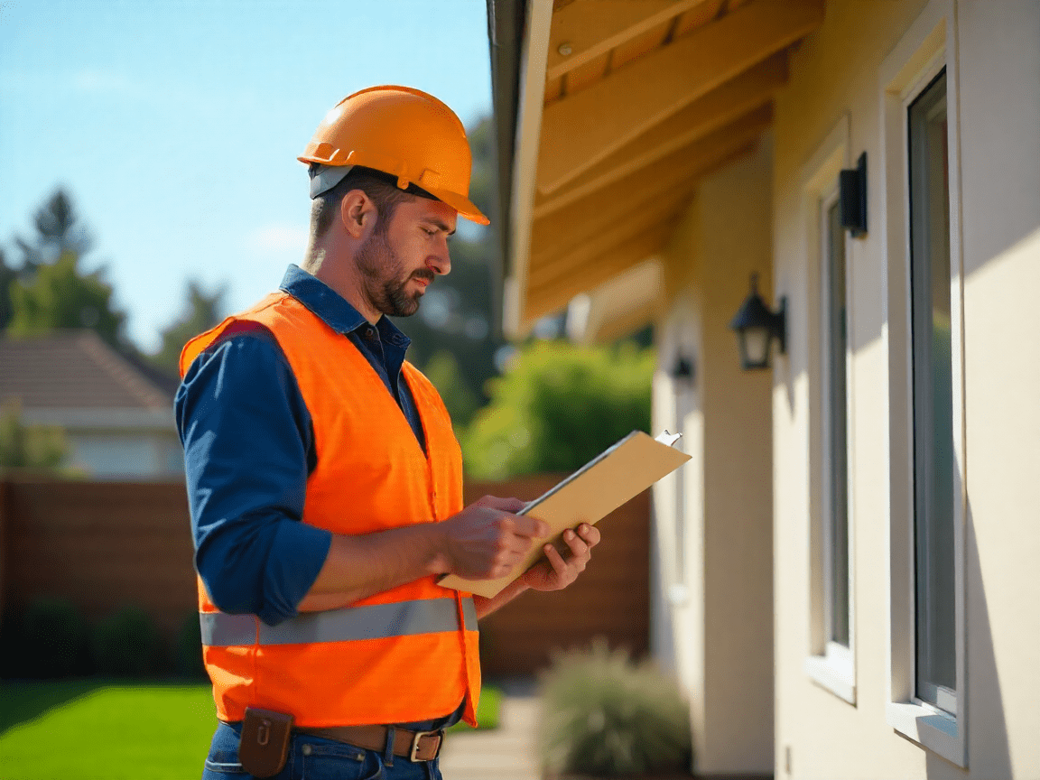 Professional home inspector conducting a house inspection