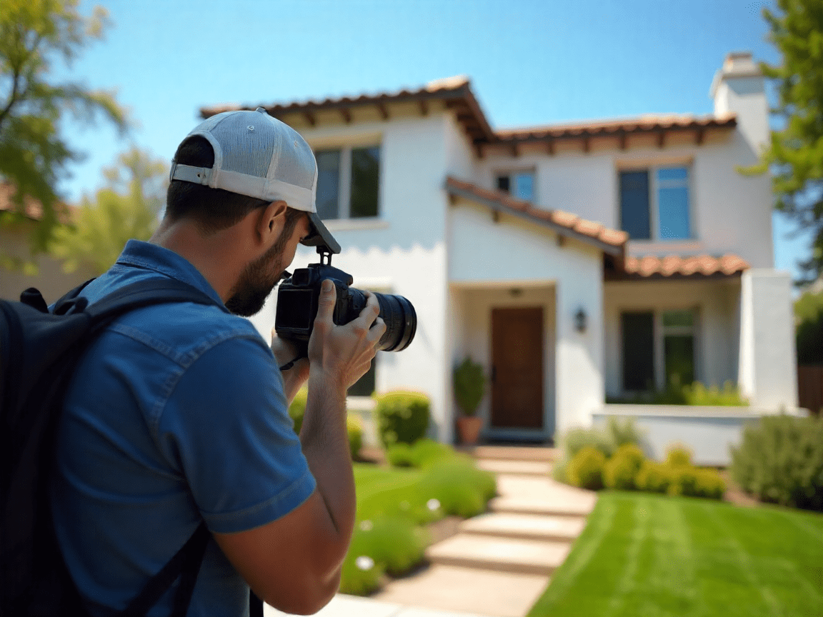 Professional real estate photographer capturing photos
