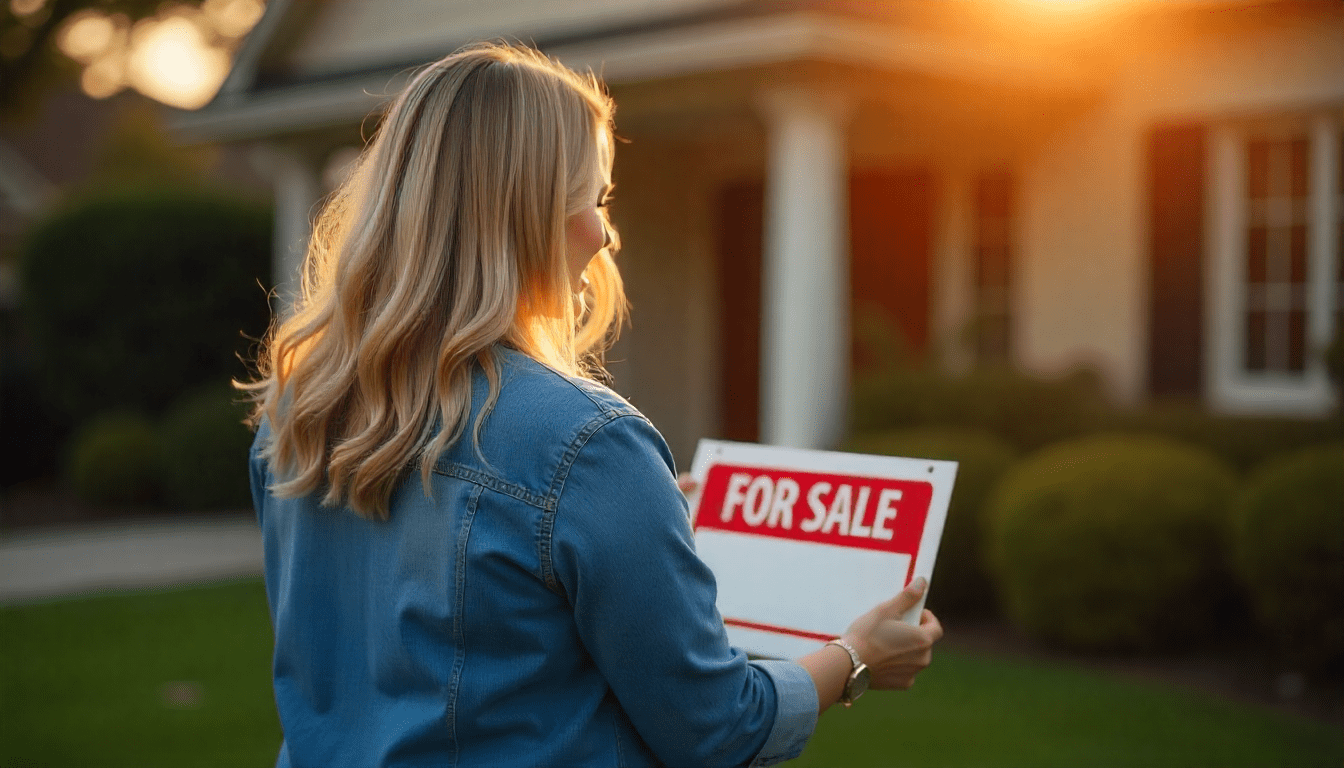Real Estate Agent Placing For Sale Sign