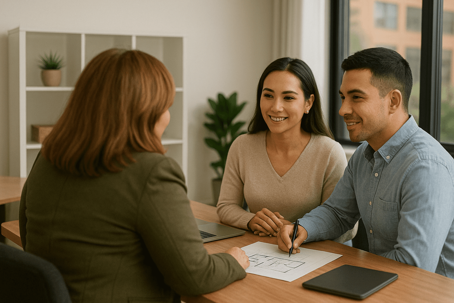 Real Estate Agent Talking with Customers